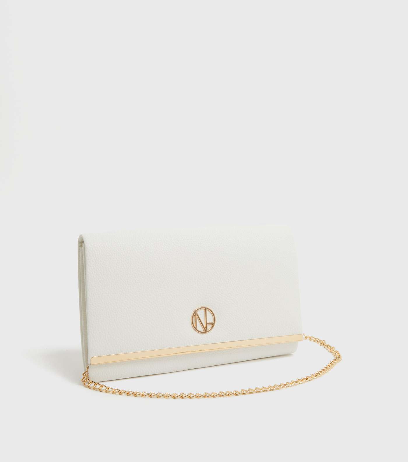 White Embellished Chain Clutch Bag Image 3