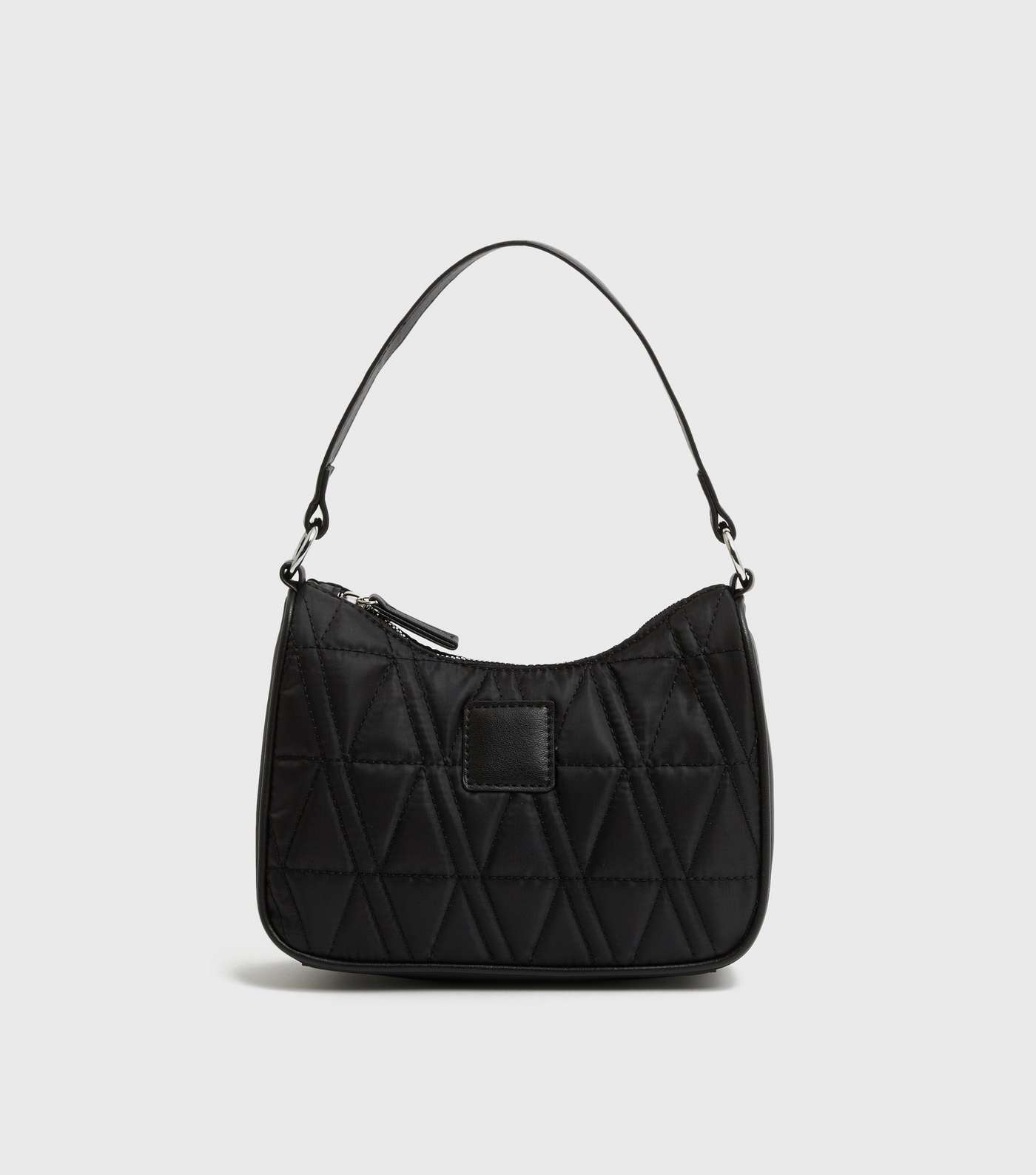 Black Quilted Leather-Look Trim Shoulder Bag
