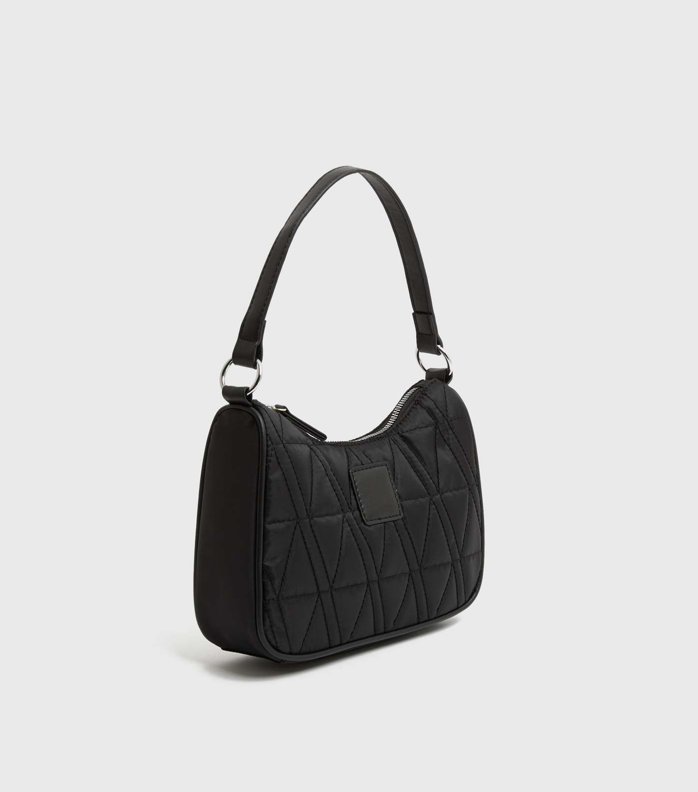 Black Quilted Leather-Look Trim Shoulder Bag Image 3