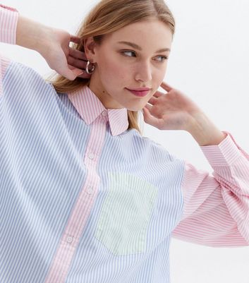Blue Mixed Stripe Long Sleeve Shirt 