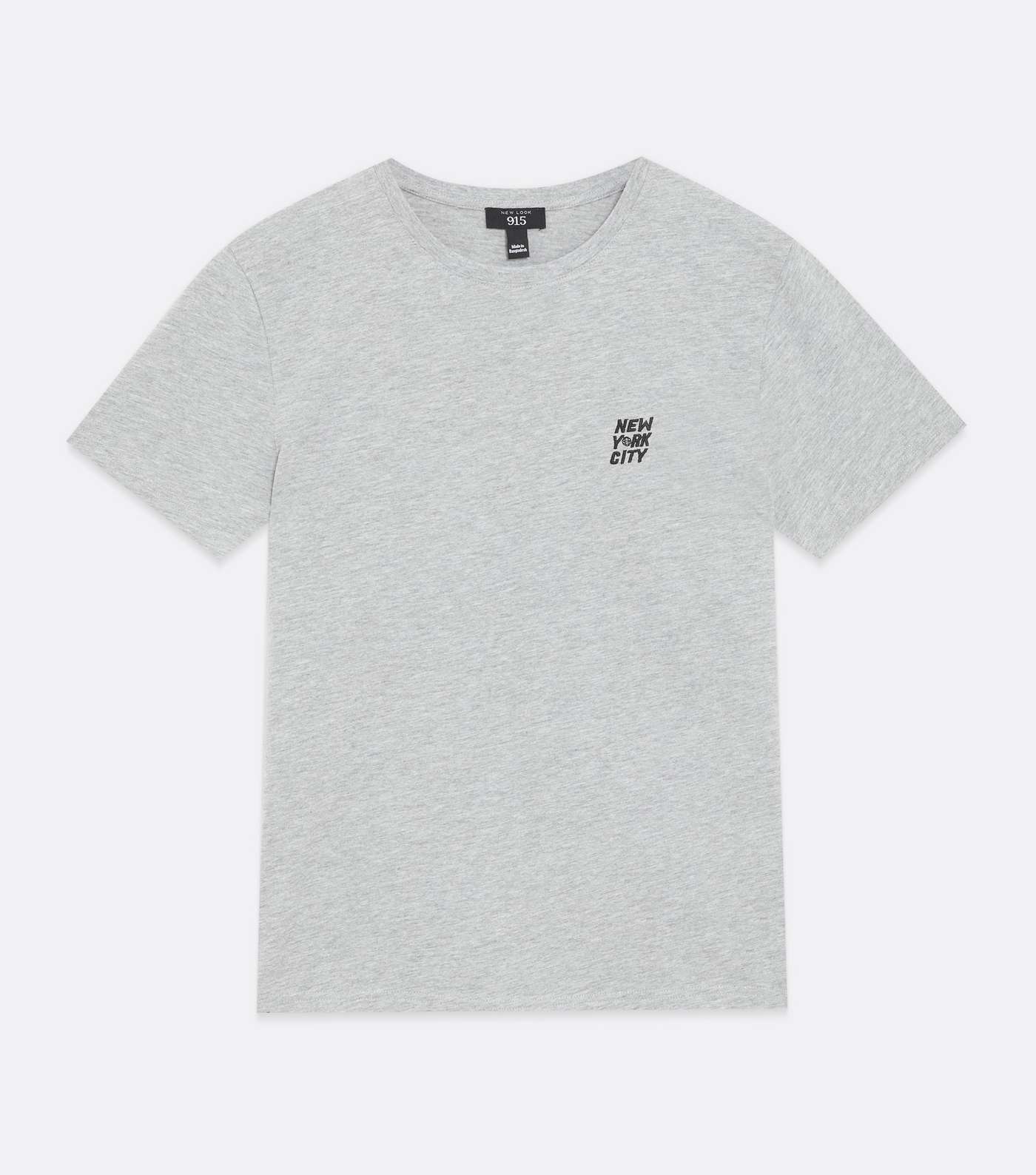 Boys Grey Marl New York City Logo T-Shirt Image 5
