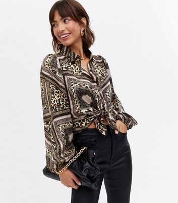 Cameo Rose Black Scarf Print Shirt 