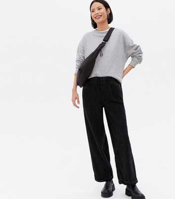 Noisy May Black Relaxed Wide Leg Jeans