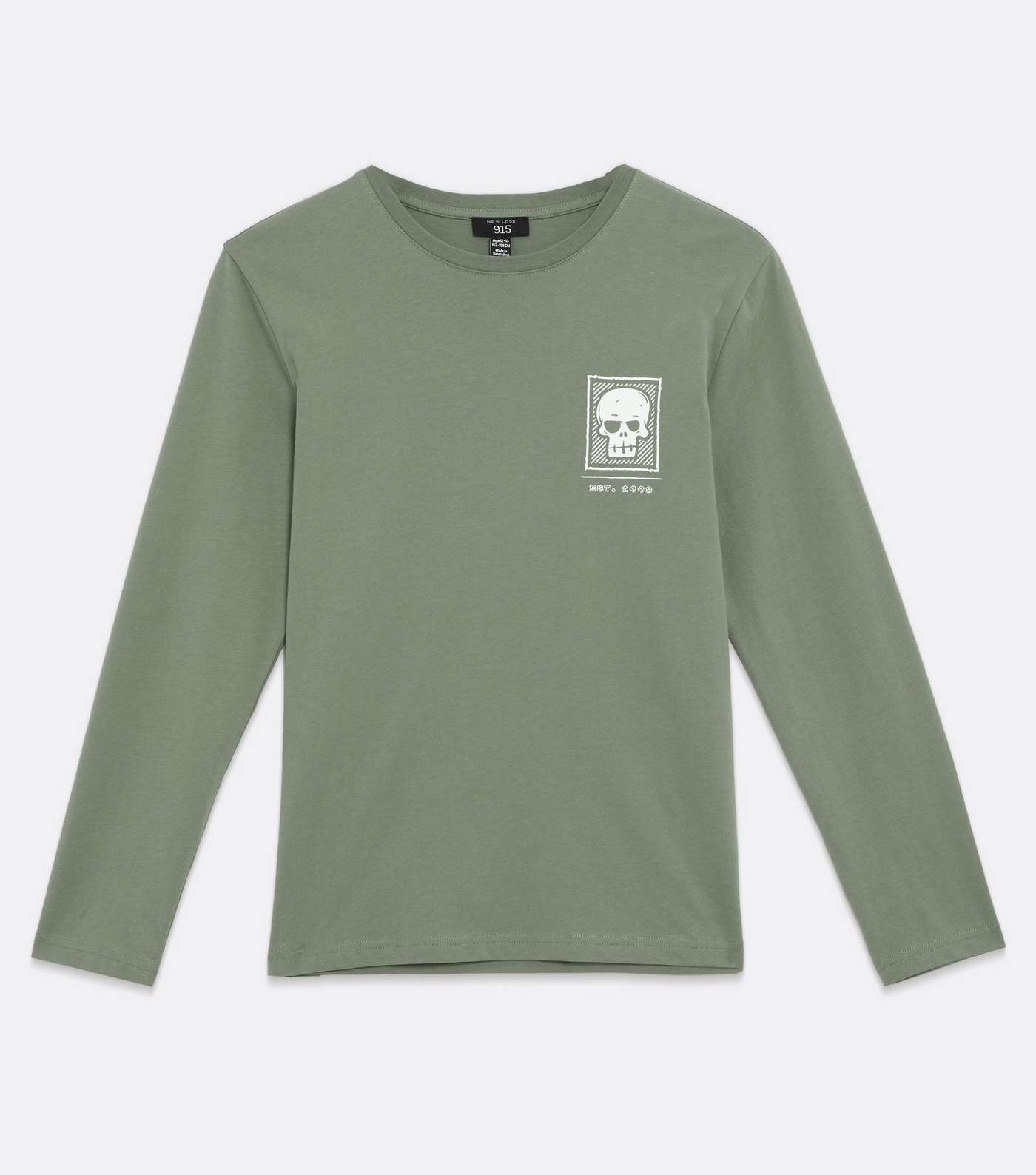 Boys Light Green Skull Long Sleeve T-Shirt Image 5