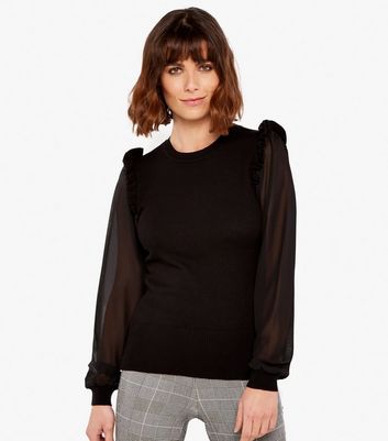 black frill sleeve jumper