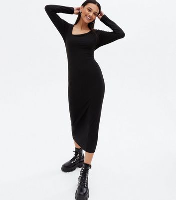 long ribbed black dress