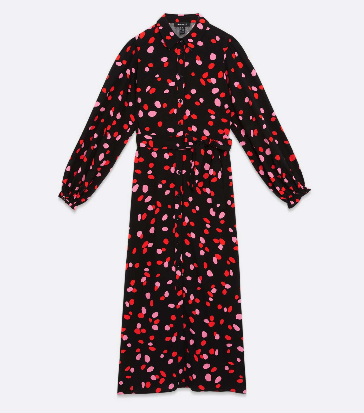 Black Animal Print Collared Midaxi Shirt Dress Image 5