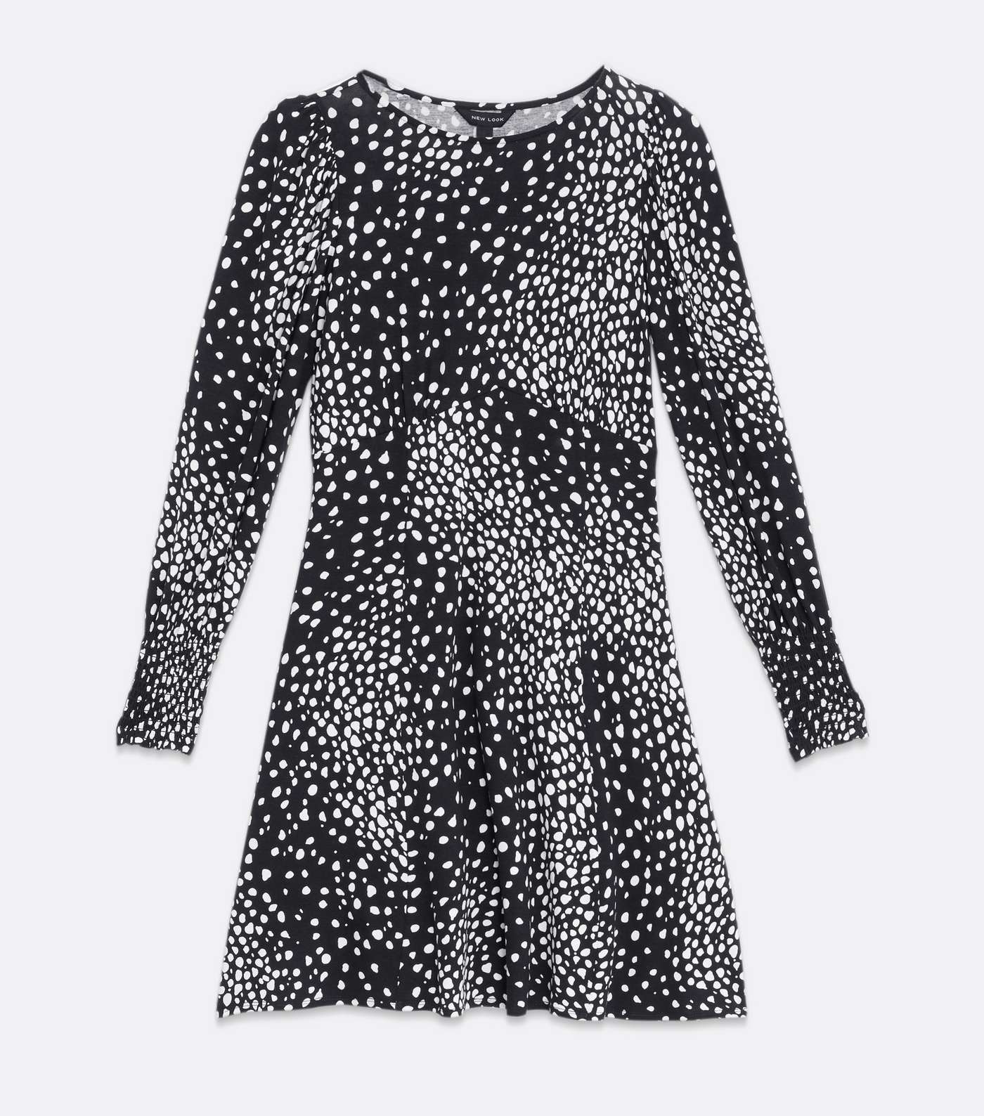 Black Animal Print Shirred Mini Dress Image 5