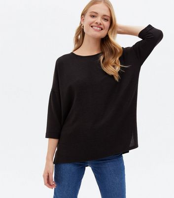 black fine knit top