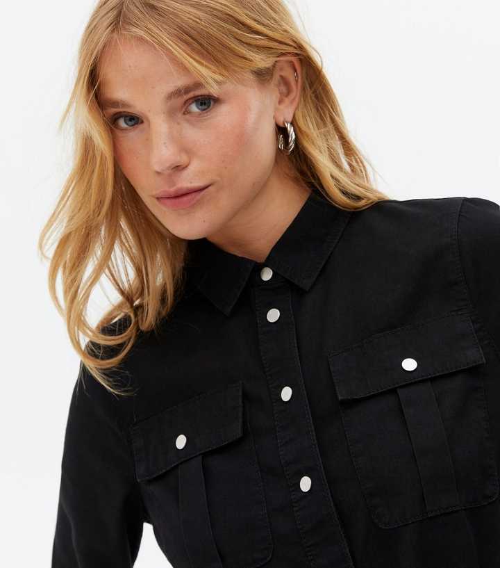 black lace mini dress long sleeve Rodeo Diva Fringe Denim Dress In Black