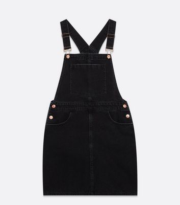 Ladies black clearance denim pinafore dress