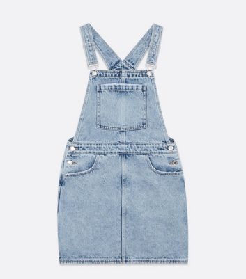 pocket denim pinafore dress