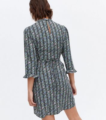 Click to view product details and reviews for Black Floral High Neck Mini Tea Dress New Look.