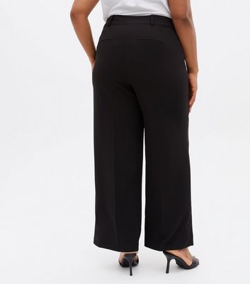 Curves Black Tailored Wide Leg Trousers 