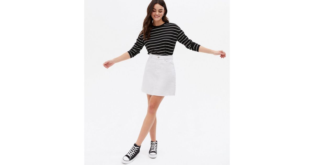White Denim Mom Skirt | New Look
