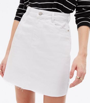 Click to view product details and reviews for White Denim Mom Skirt New Look.