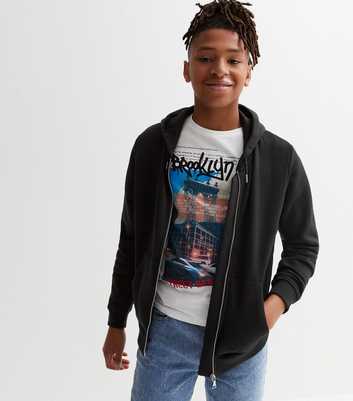 Boys Black Zip Hoodie