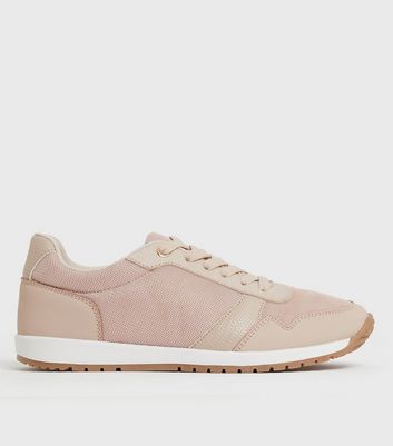 Pink Faux Snake Trim Lace Up Trainers 