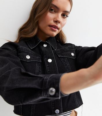 Black Denim Crop Jacket | New Look