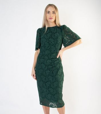 lace midi dress green