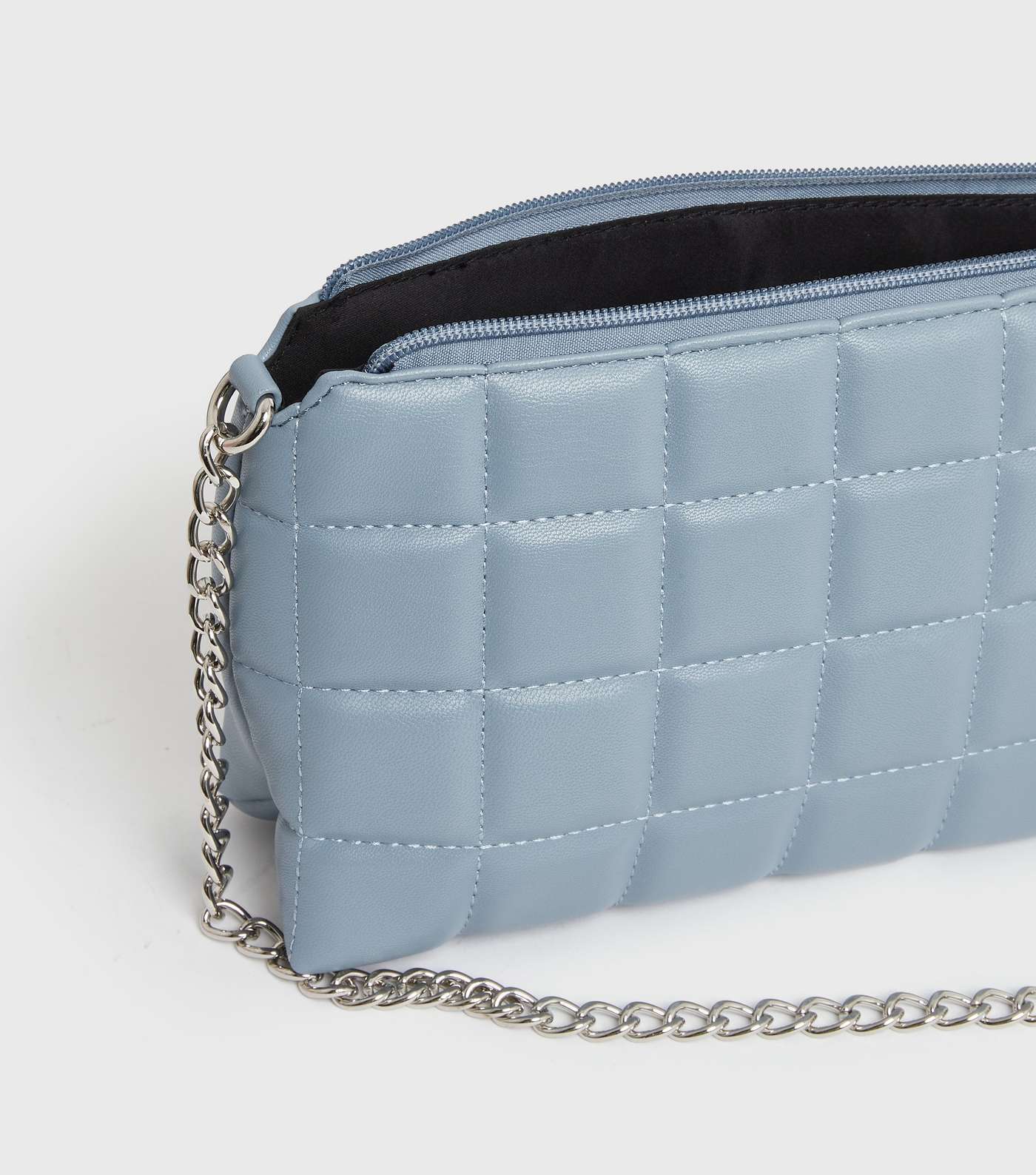 Pale Blue Checkerboard Quilted Shoulder Bag Image 4
