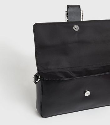 shop for Black Leather-Look Baguette Shoulder Bag New Look at Shopo