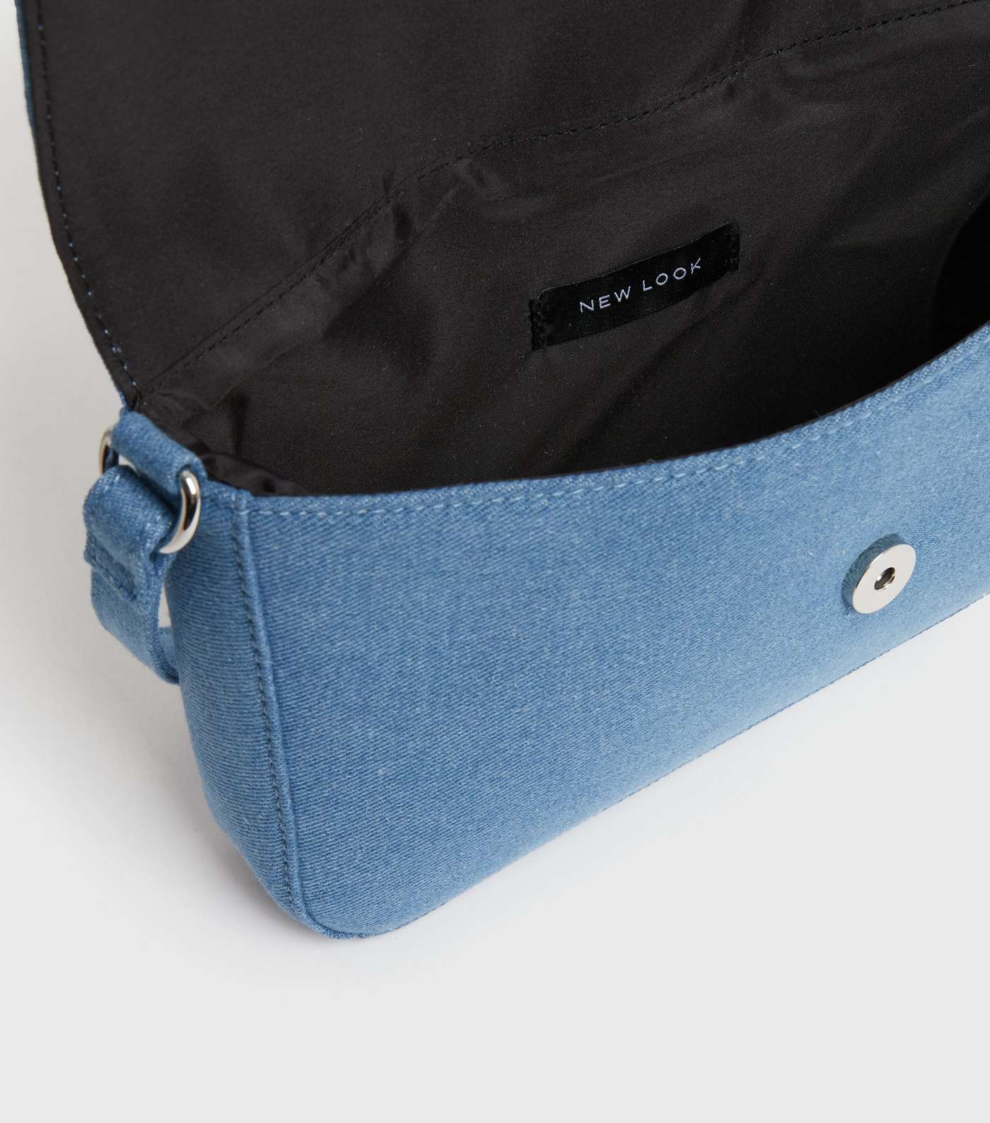 Blue Denim Baguette Shoulder Bag Image 4