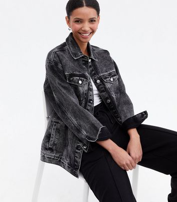 New look black denim jacket best sale