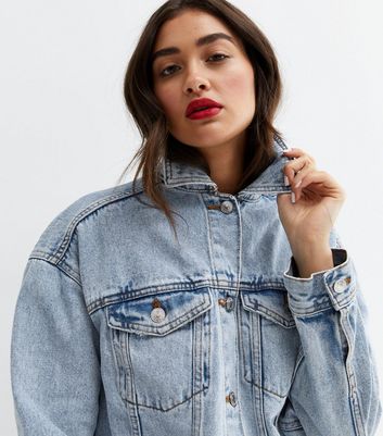 Bright Blue Denim Acid Wash Oversized 