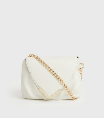 White crossbody bag with gold chain new arrivals