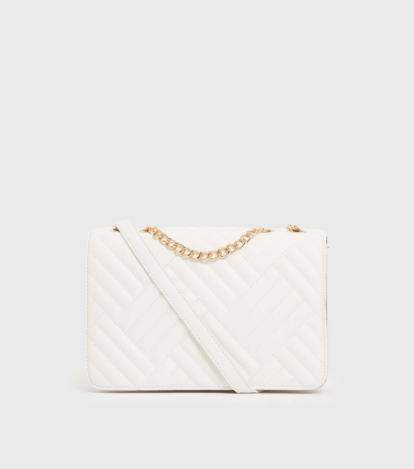 White Quilted Chain Cross Body Bag