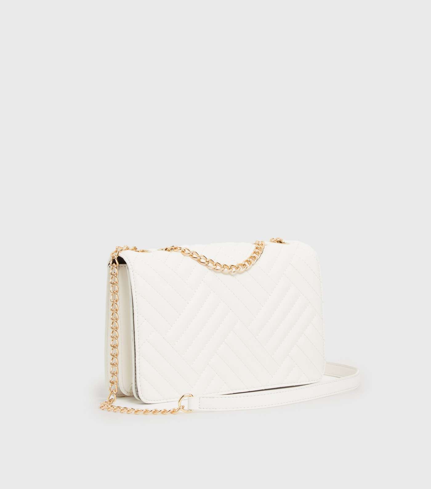 White Quilted Chain Cross Body Bag Image 3