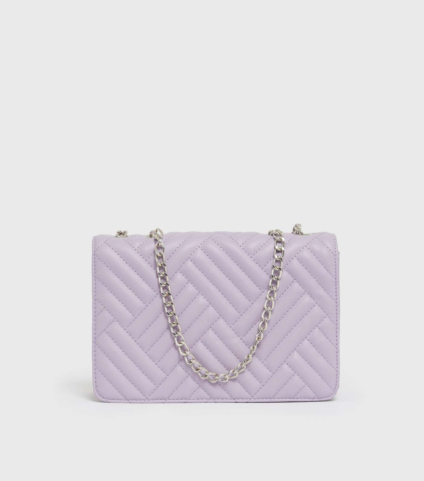 Lilac Quilted Chain Cross Body Bag