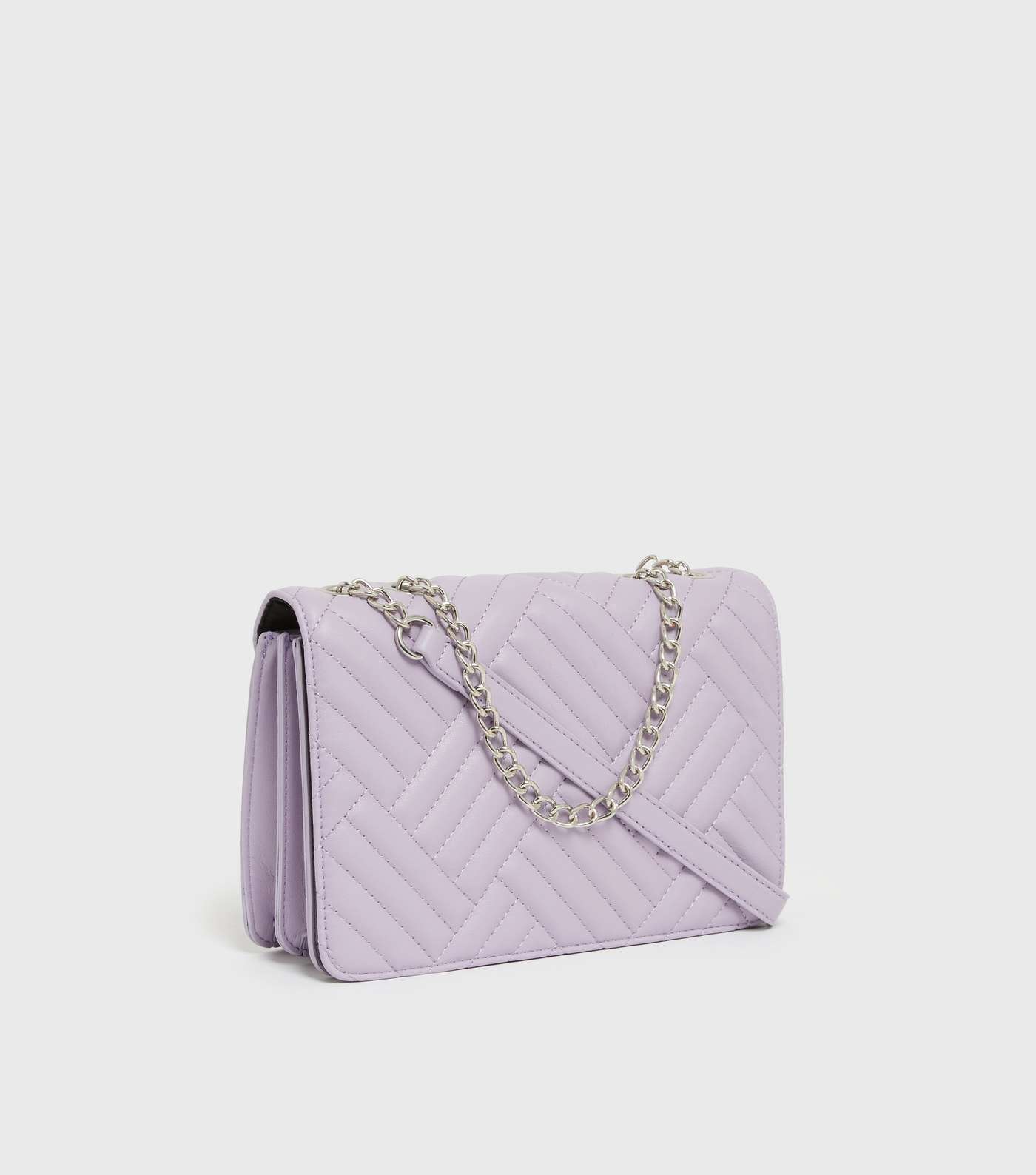 Lilac Quilted Chain Cross Body Bag Image 3