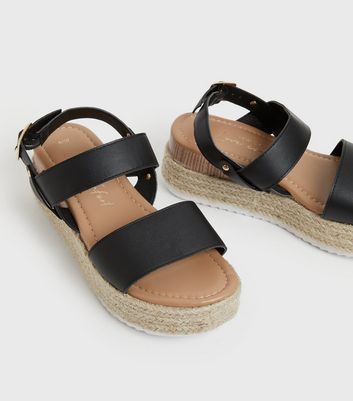 Black Chunky Espadrille Sandals New Look