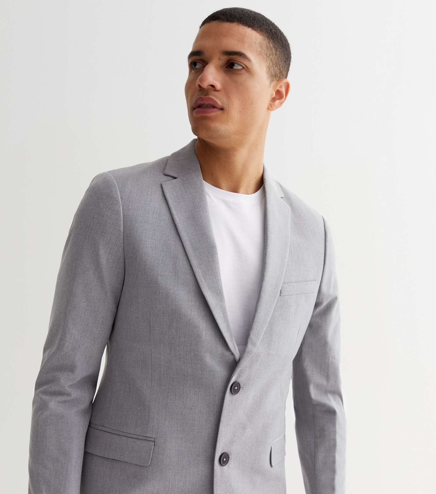 Grey Marl Super Skinny Fit Suit Jacket Image 3