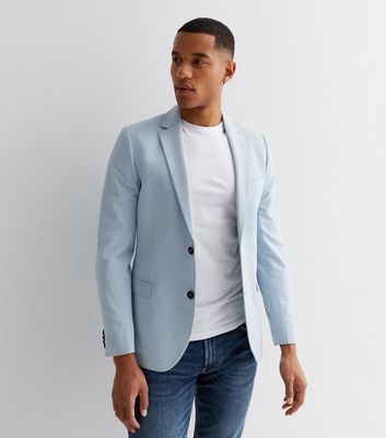 Pale Blue Super Skinny Fit Suit Jacket New Look