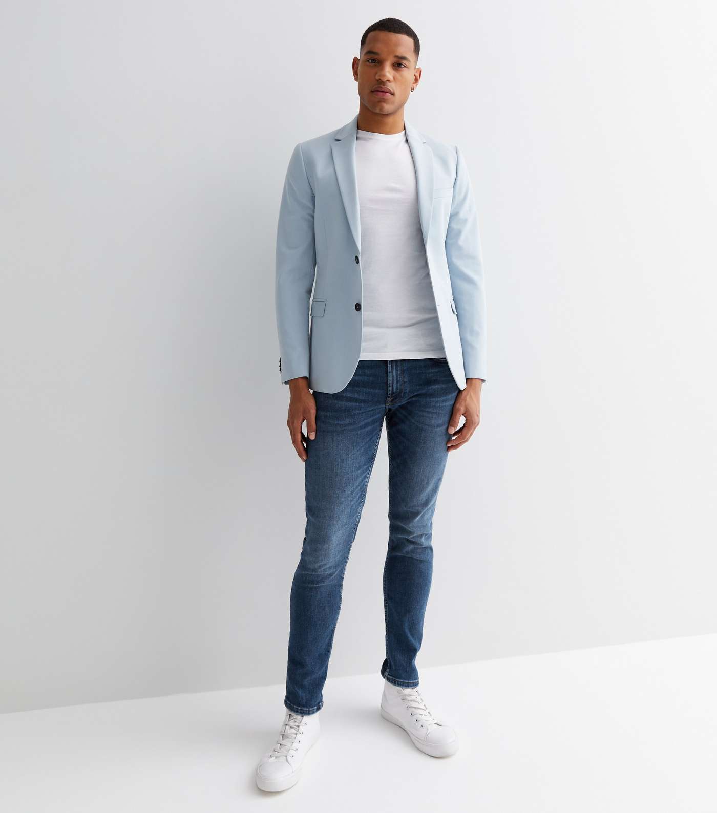 Pale Blue Super Skinny Fit Suit Jacket Image 2