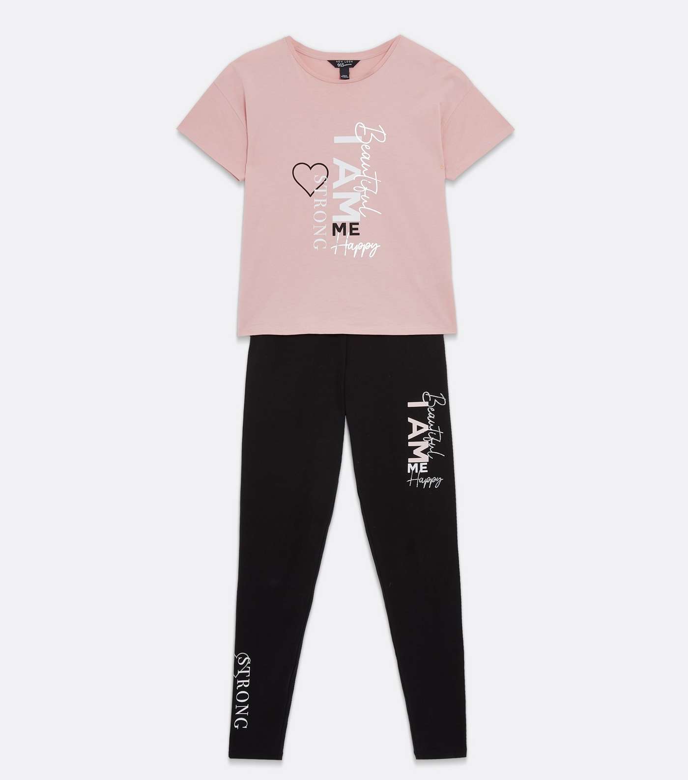 Girls Pale Pink I Am Me Logo T-Shirt and Legging Set Image 5