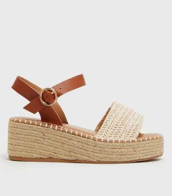 Wide Fit Tan Espadrille Wedge Sandals