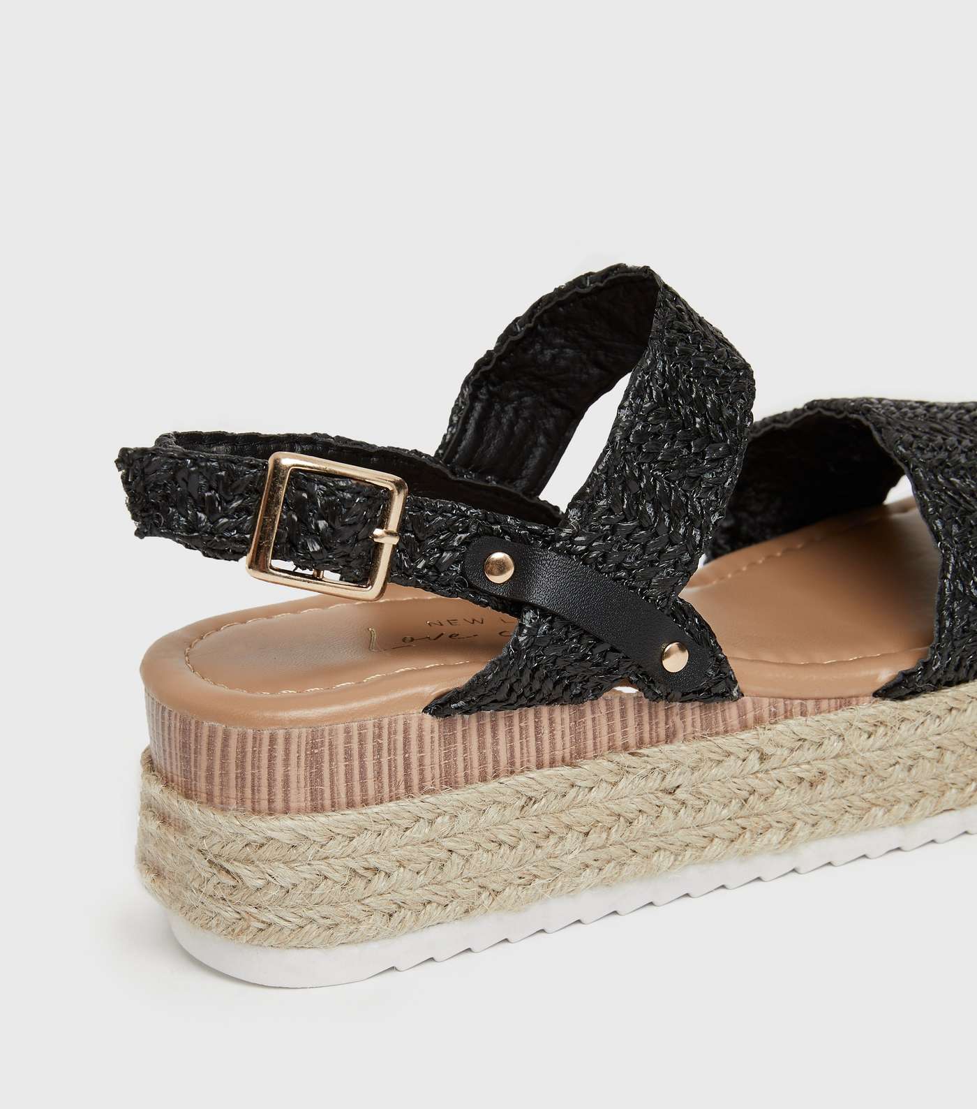 Black Woven Chunky Espadrille Sandals Image 4