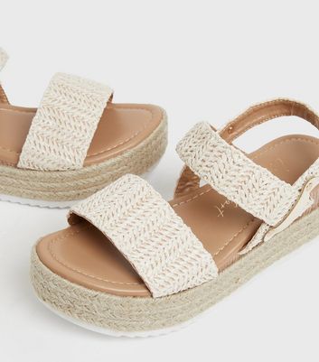 shop for Off White Woven Chunky Espadrille Sandals New Look Vegan at Shopo