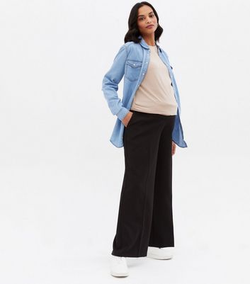 Click to view product details and reviews for Maternity Black Over Bump Tailored Wide Leg Trousers New Look.