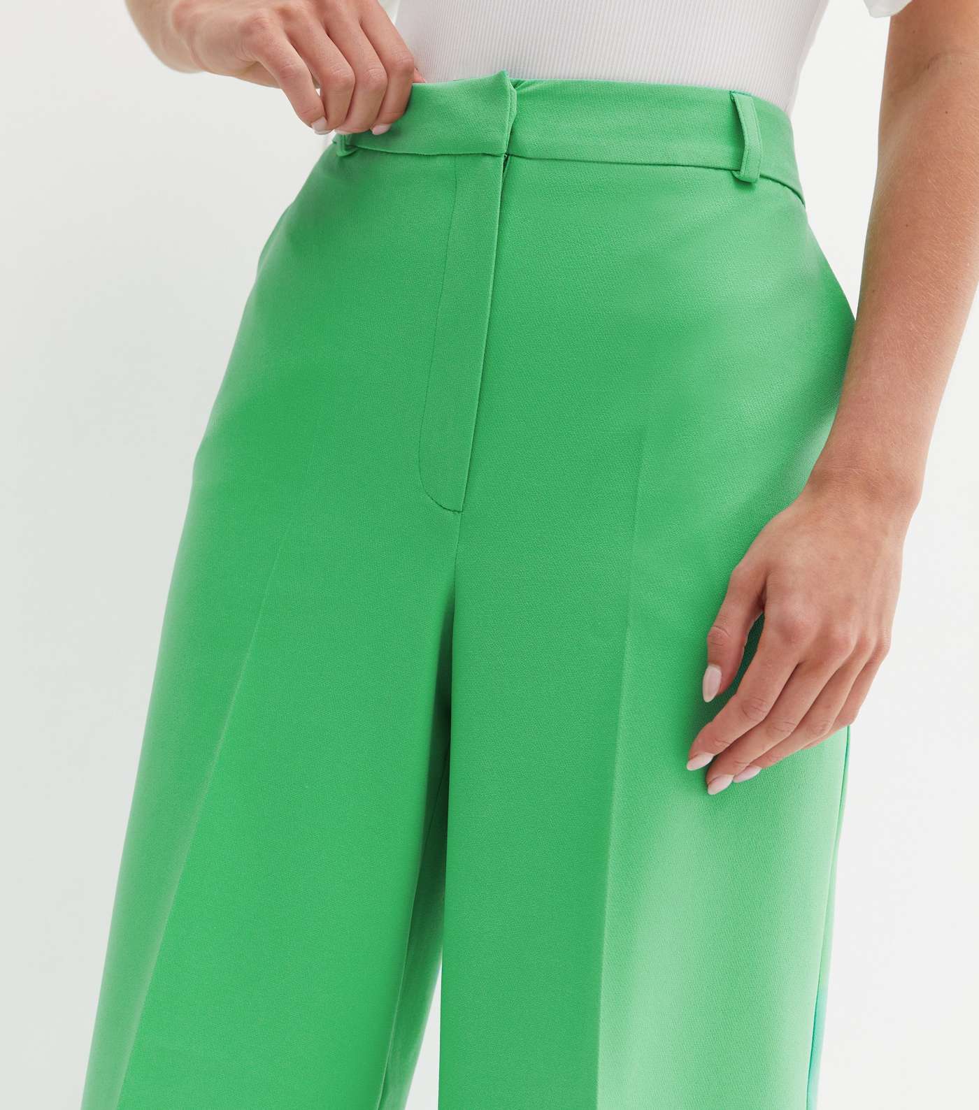 Petite Green Wide Leg Trousers Image 3