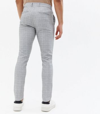 Light Grey Grid Check Super Skinny Suit 