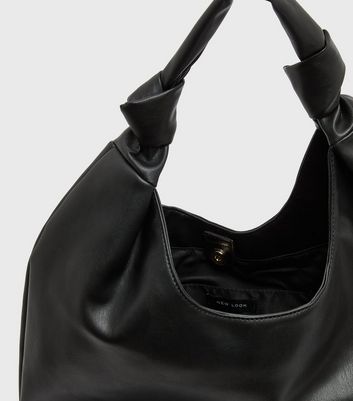 Damen Accessoires Black Leather-Look Knot Slouch Tote Bag