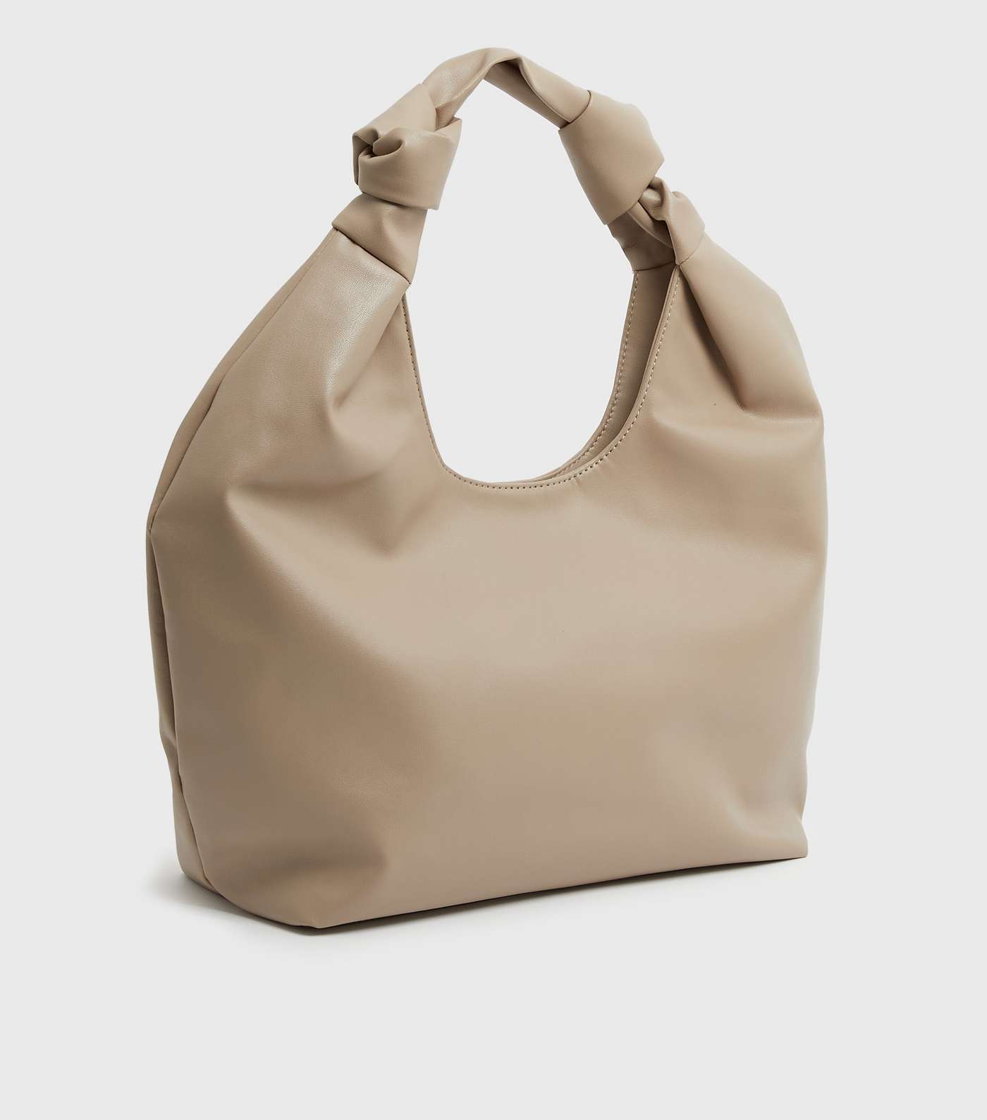 Camel Leather-Look Knot Slouch Tote Bag Image 3