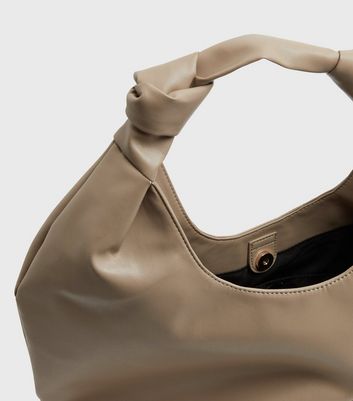 shop for Camel Leather-Look Knot Slouch Tote Bag New Look Vegan at Shopo