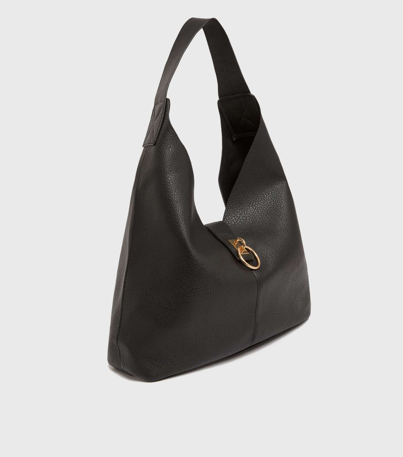Black Ring Front Slouch Tote Bag Image 3