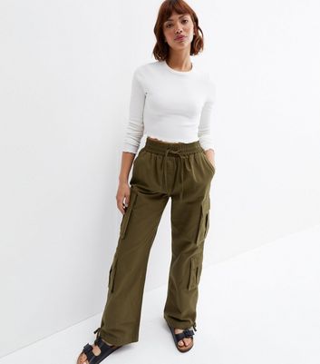 Khaki High Waist Cargo Joggers New Look